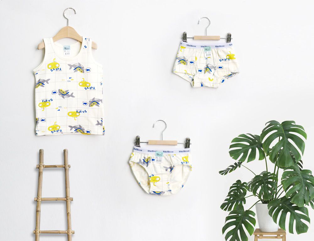 韓國 Mellisse - 純棉四角褲(男寶)-潛水鯊魚