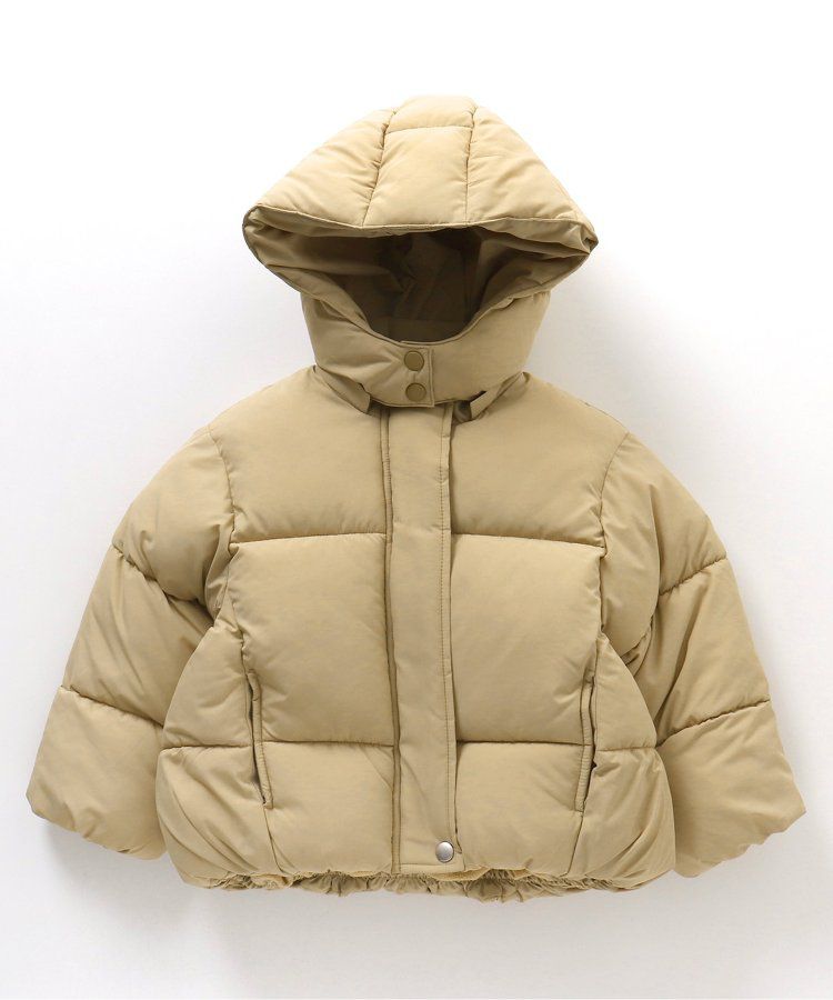 日本 BREEZE - 蓬鬆溫暖連帽立領羽絨外套-黑