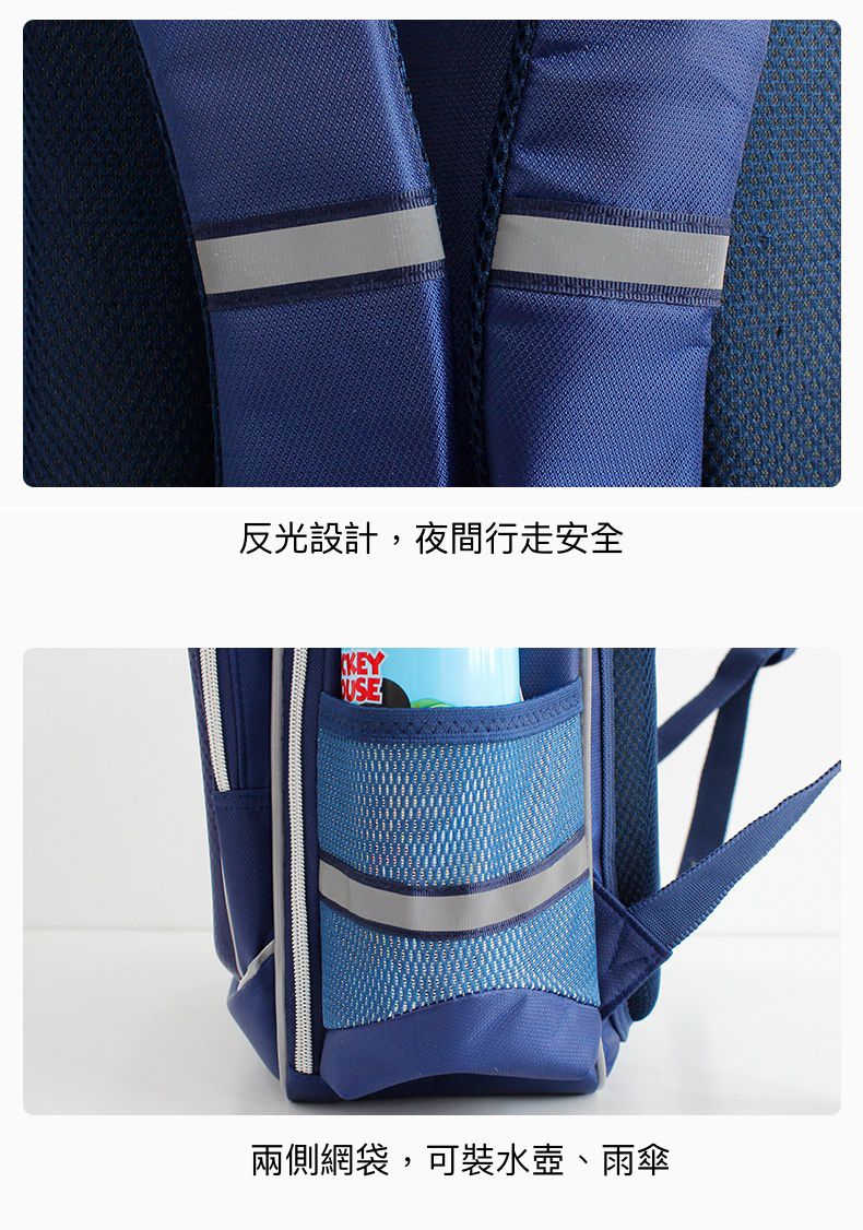 立體浮雕造型減壓透氣書包-卡通人物米奇-深藍色 (建議身高110-135cm)