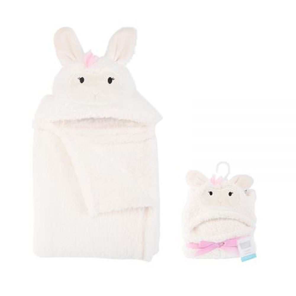 美國 Luvable Friends - 嬰幼兒動物造型連帽安撫毯/小毯子/嬰兒毯-米白小兔
