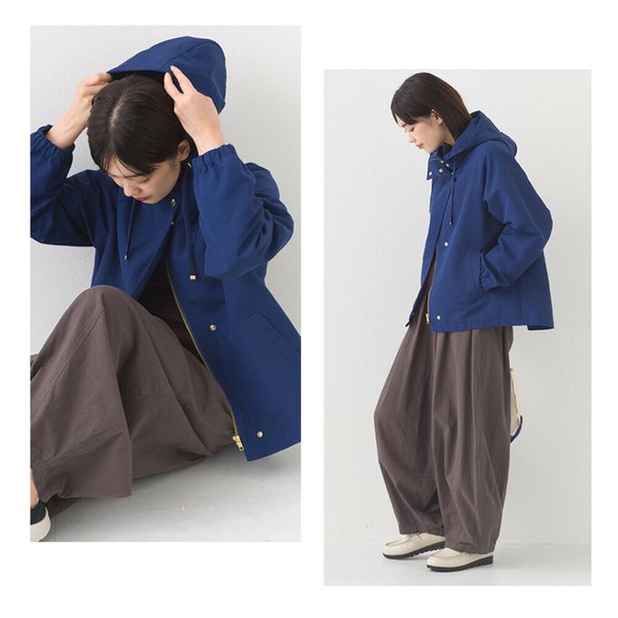 日本 OMNES - [經典款]防潑水派克連帽風衣外套-寶藍