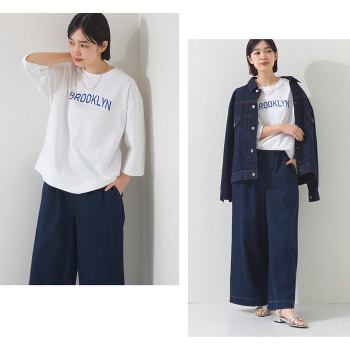 日本 OMNES - 簡約整潔英文標語七分袖上衣-白