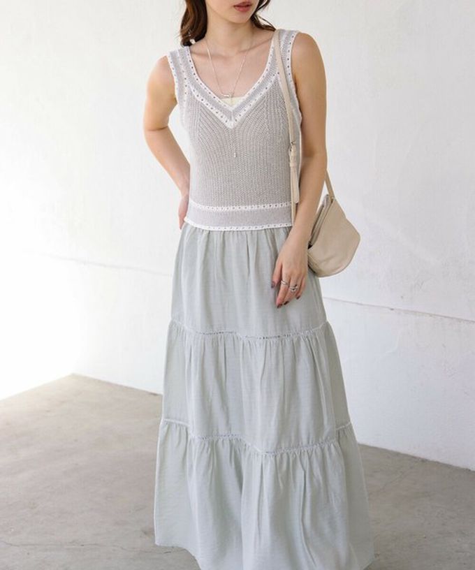 日本 Bab - 純棉針織拼接渡假風無袖洋裝-經典黑