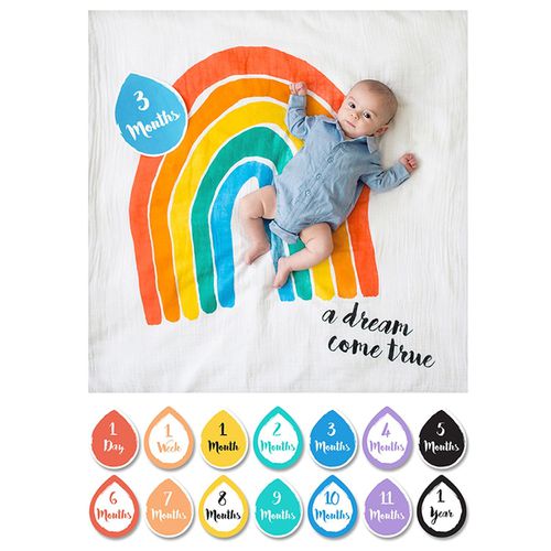 加拿大 lulujo - 寶寶成長包巾卡片組-彩虹