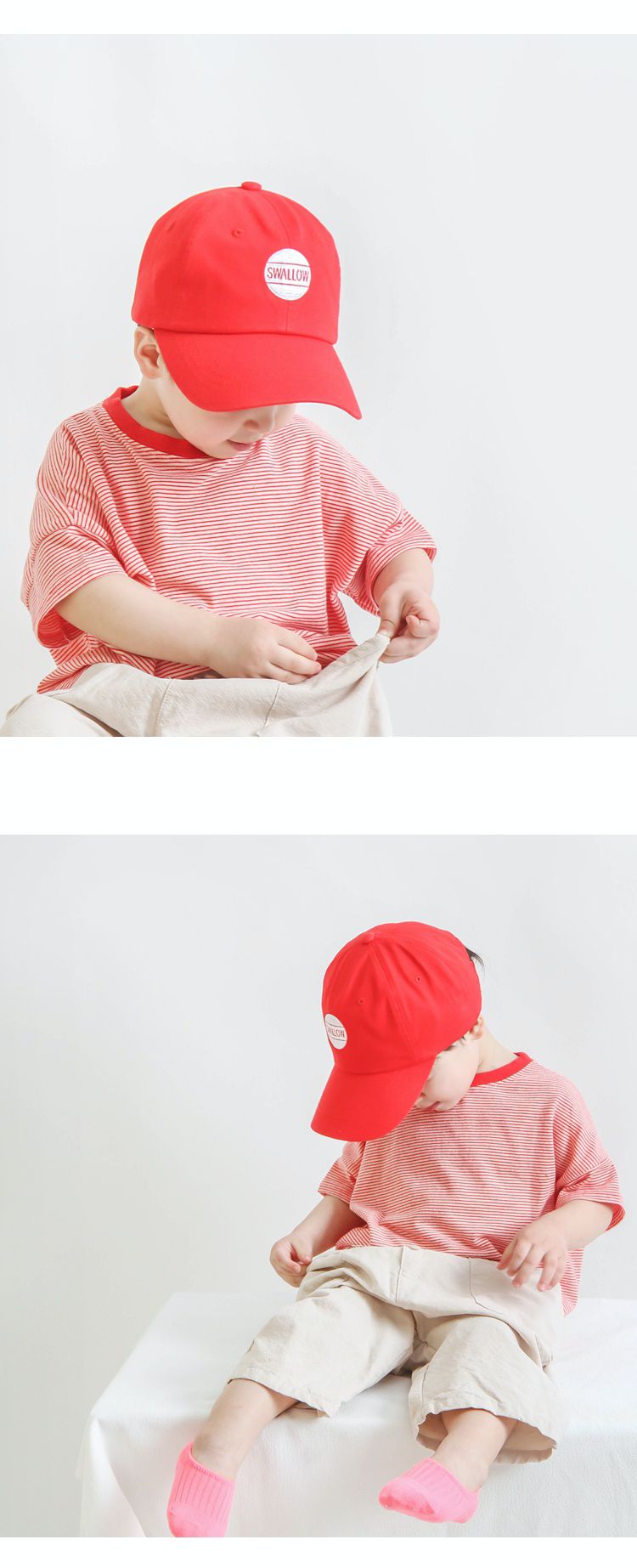 韓國 Babyblee - 字母徽章純色棒球帽-杏 (頭圍：51-55cm)