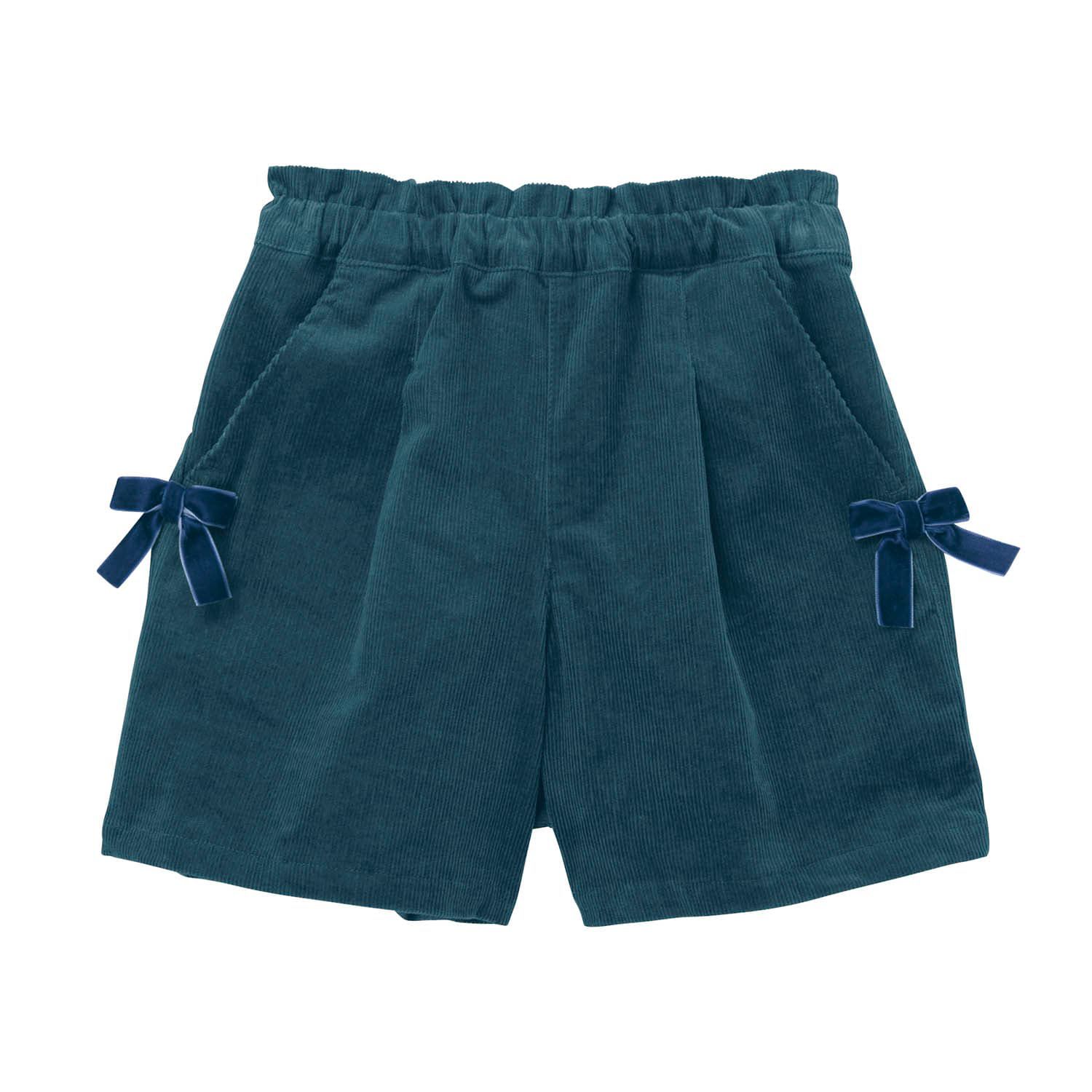 日本千趣會 - 蝴蝶結燈芯絨短褲-奶油杏