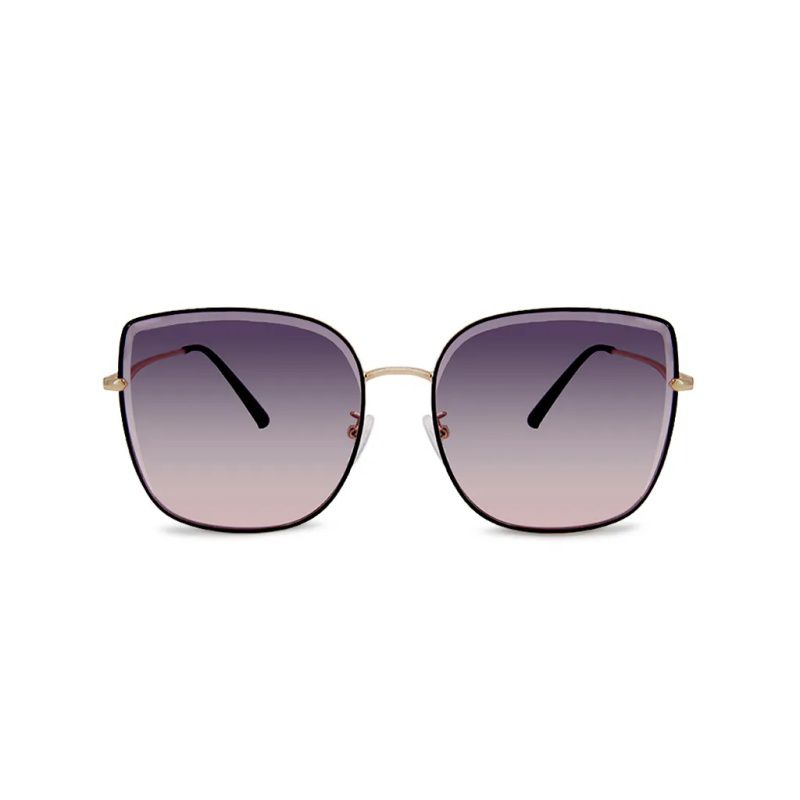 ALEGANT - 韓星愛用典雅茉莉灰粉貓眼金框墨鏡│UV400太陽眼鏡