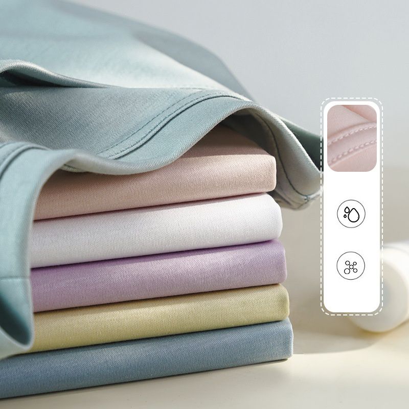 糖果色絲光棉圓領短袖上衣-白色