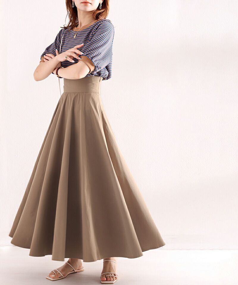 日本 Classical Elf - 百搭收腰設計修身長裙-杏