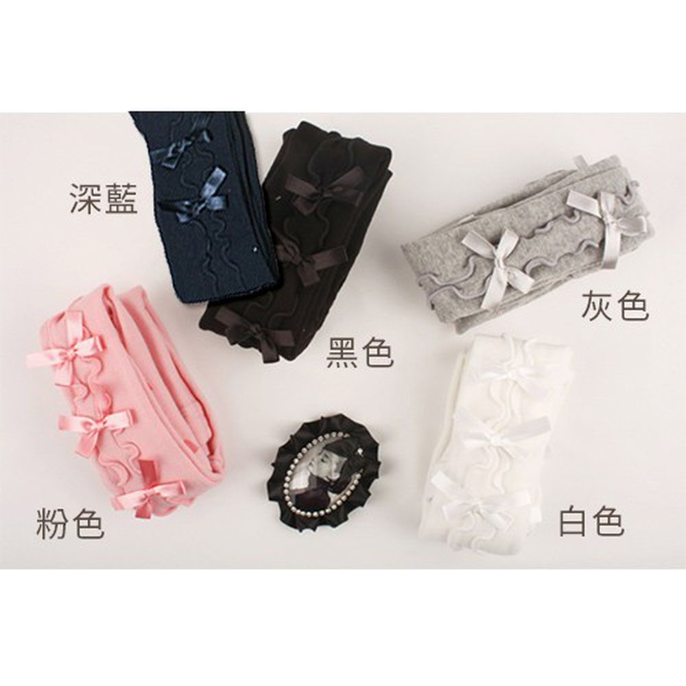 蝴蝶結褲襪-白色