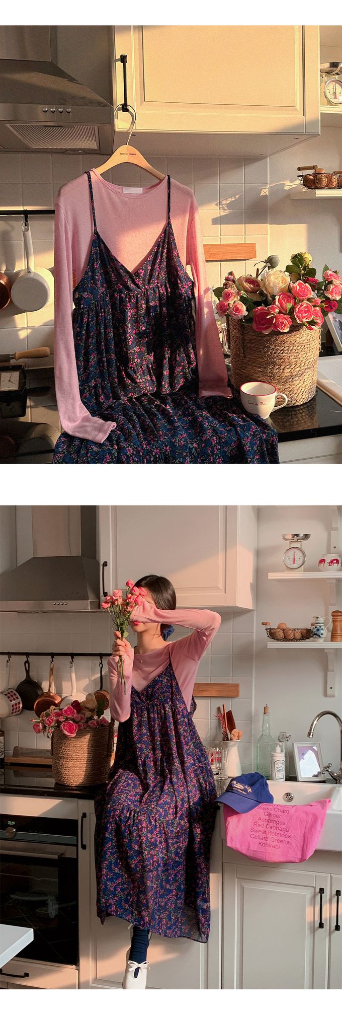 韓國女裝代購 - 搭配必備！極簡薄透長袖上衣-粉 (FREE)