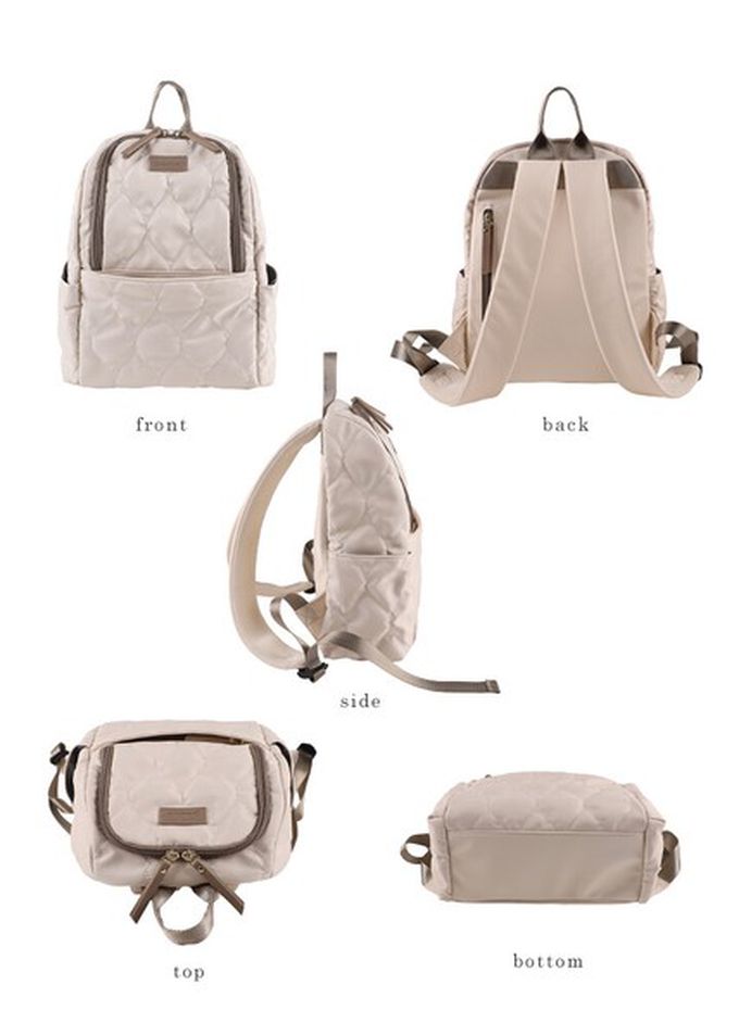 日本 LIZDAYS - 8口袋輕量絎縫防潑水時尚後背包-軍綠