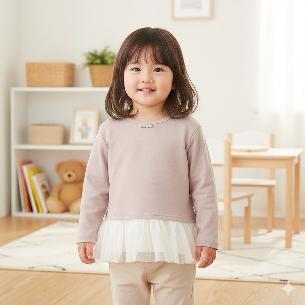 休閒上衣-下擺拼接-粉紅色