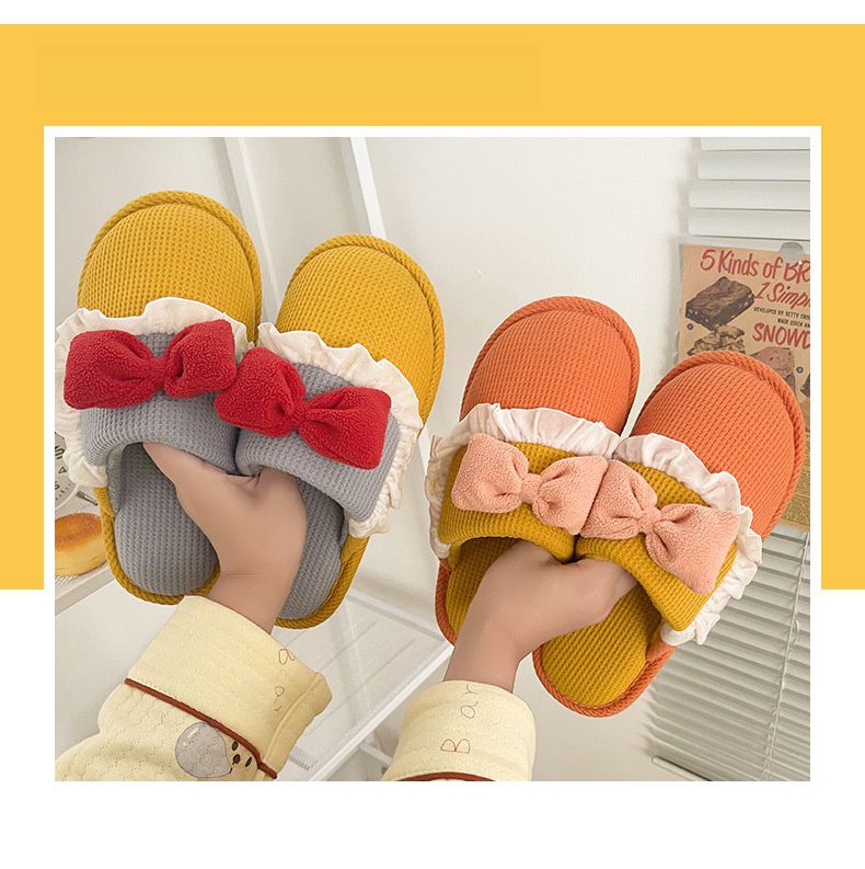 鬆餅格紋保暖室內拖鞋-藍紫色