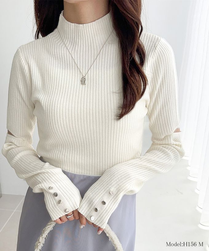 日本 Classical Elf - 時尚度UP金釦開叉袖小立領上衣-橫條紋-黑白