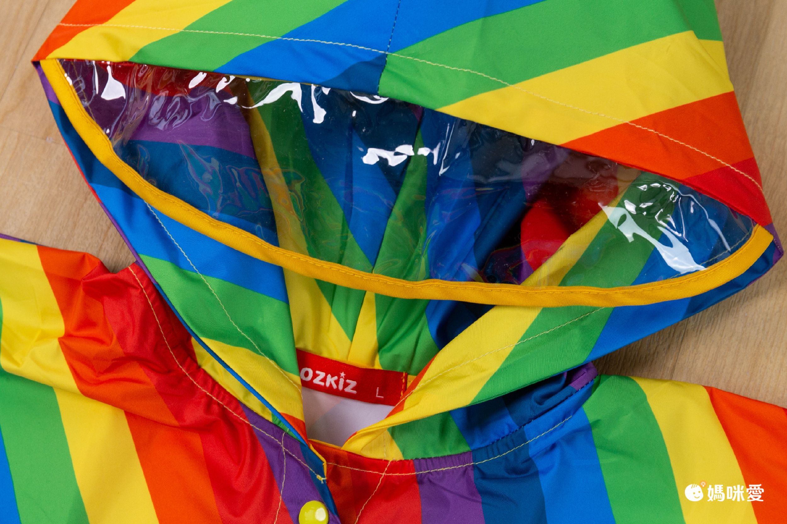 韓國 OZKIZ - 兒童防風斗篷雨衣(附收納袋)-彩虹