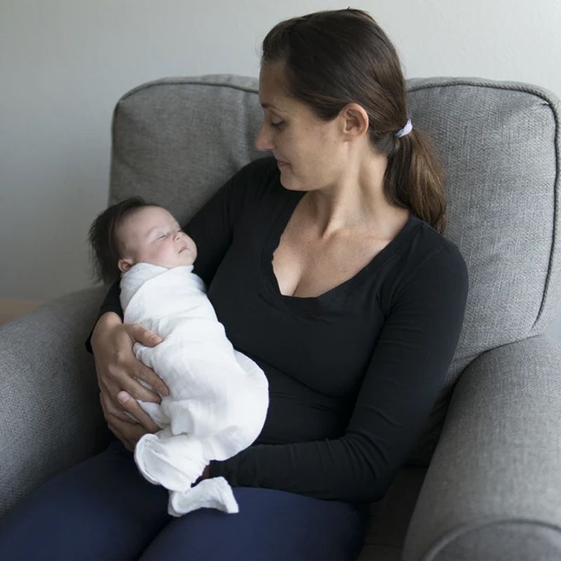 美國 green sprouts - 小綠芽有機棉細紗布浴巾/包巾/小被子/拍嗝巾 2入組-純白組