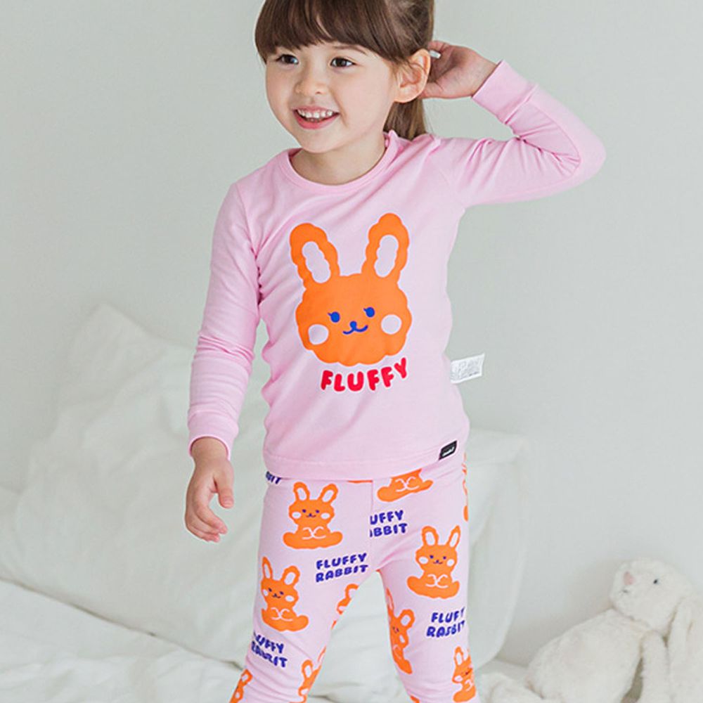 韓國 Cordi-i - 無螢光棉薄款長袖家居服-粉紅小兔