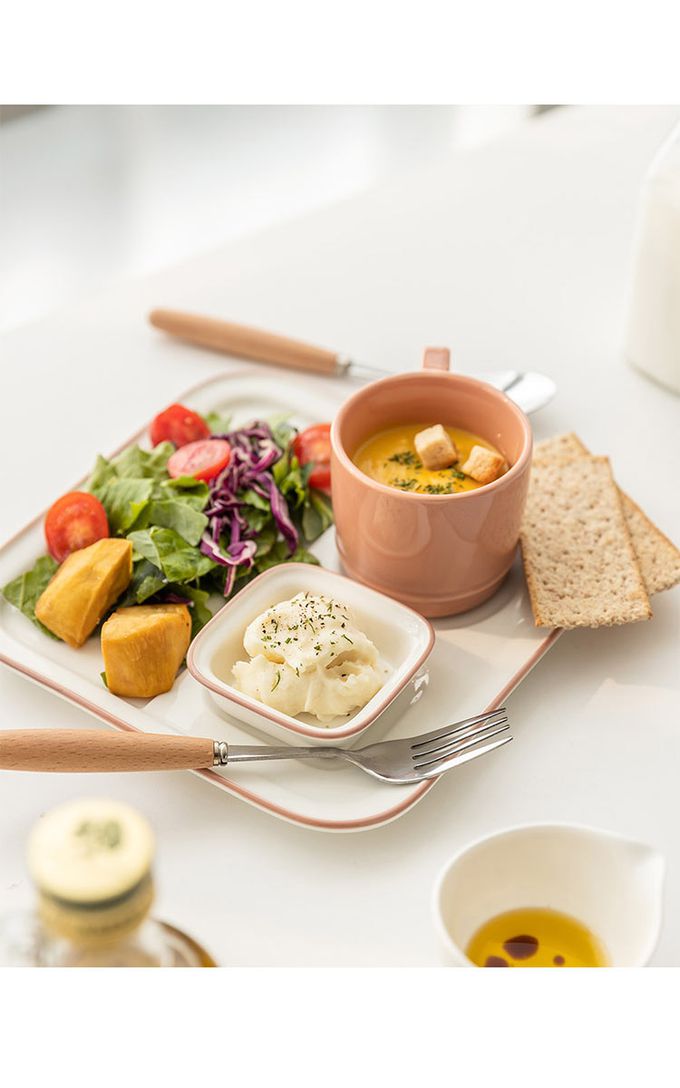 韓國 SSUEIM - RUNDAY系列個人早午餐陶瓷杯盤3件組 (奶茶色)