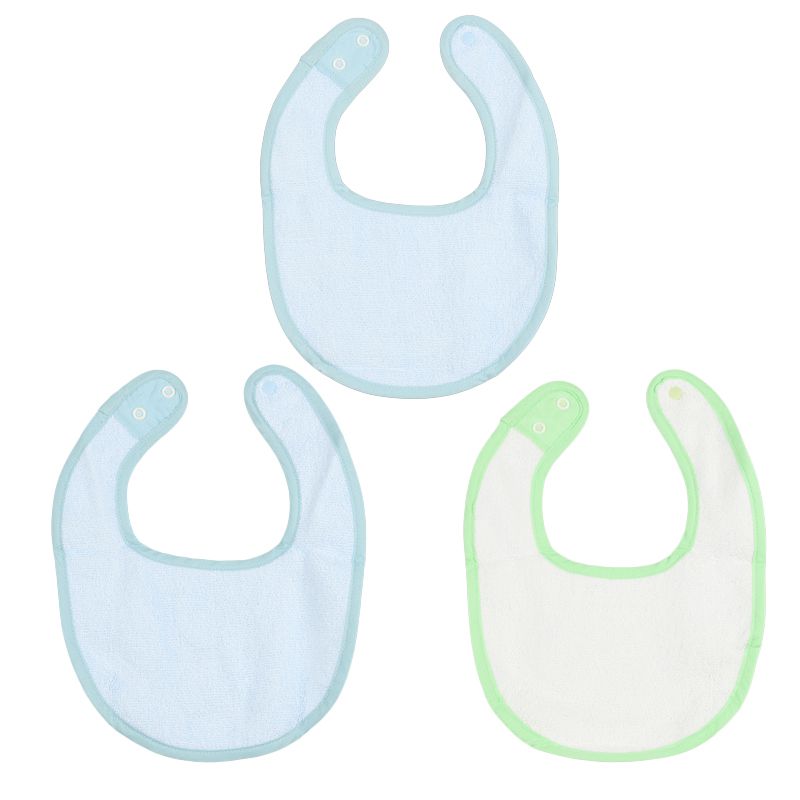 akachan honpo - 雙面毛巾布&棉紗圍兜3件組-藍色 (70cm～95cm)