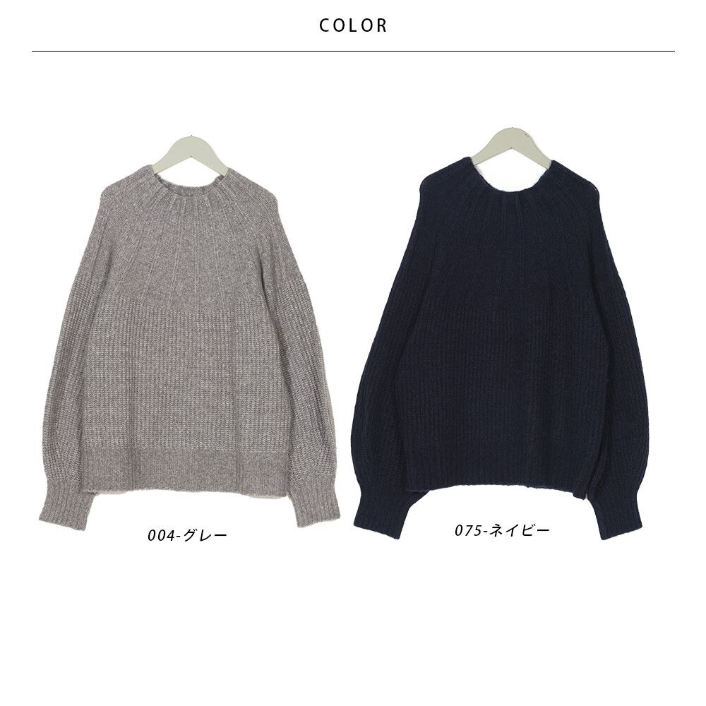 日本 OMNES - 羊毛混保暖酒瓶領針織毛衣-石墨灰