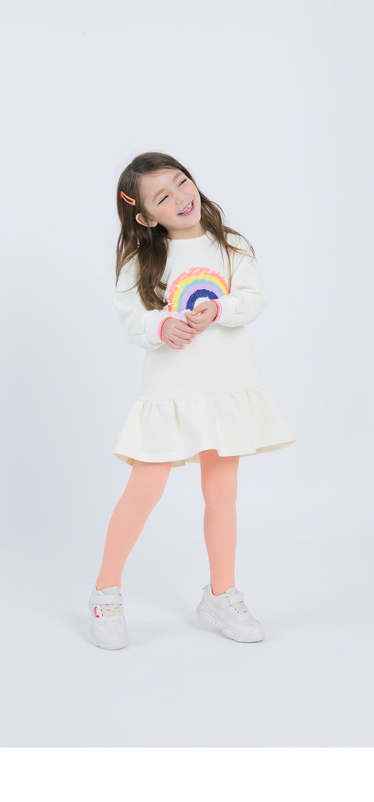 韓國 OZKIZ - 純棉閃亮變色長袖洋裝-彩虹