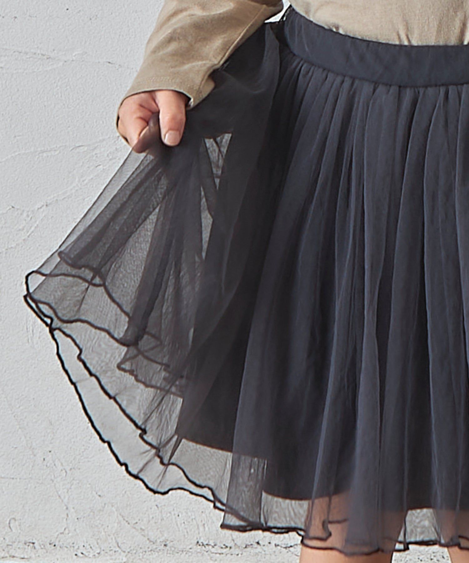 日本 PAIRMANON - 小精靈薄紗澎澎裙(附安全褲)-淺灰