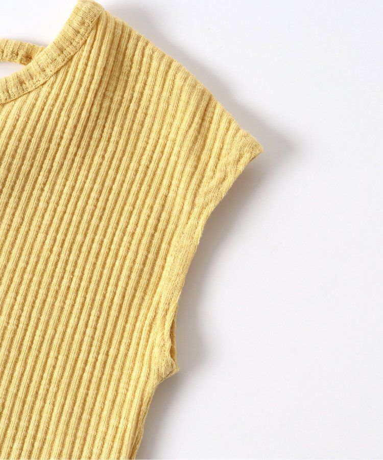 日本 BREEZE - 背交叉下擺捲邊羅紋短袖上衣-紅綠條紋