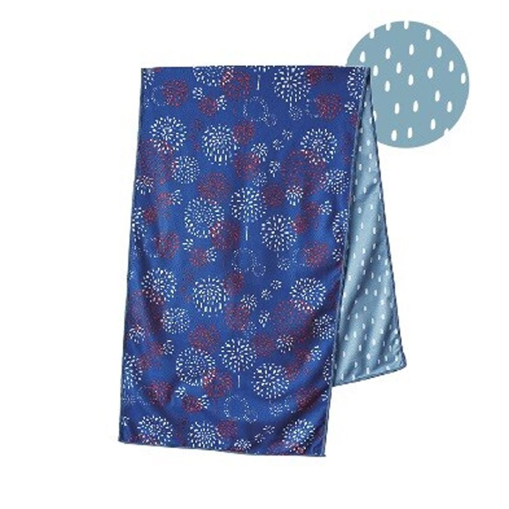 日本現代百貨 - 抗UV水涼感巾(附收納罐)-花火-深藍 (30x100cm)