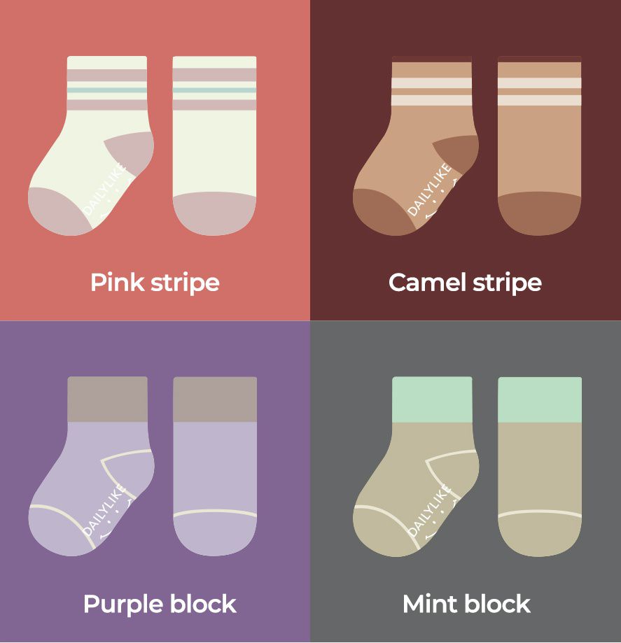 韓國 Daily Like - 兒童襪子/中筒襪4入組-4