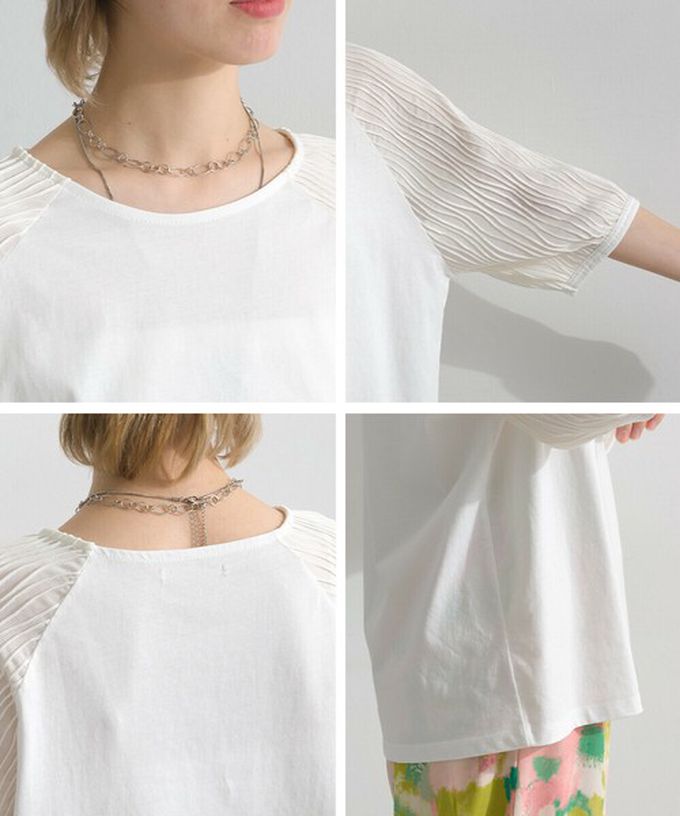 日本 le colis - 優雅立體感波浪五分袖上衣-白