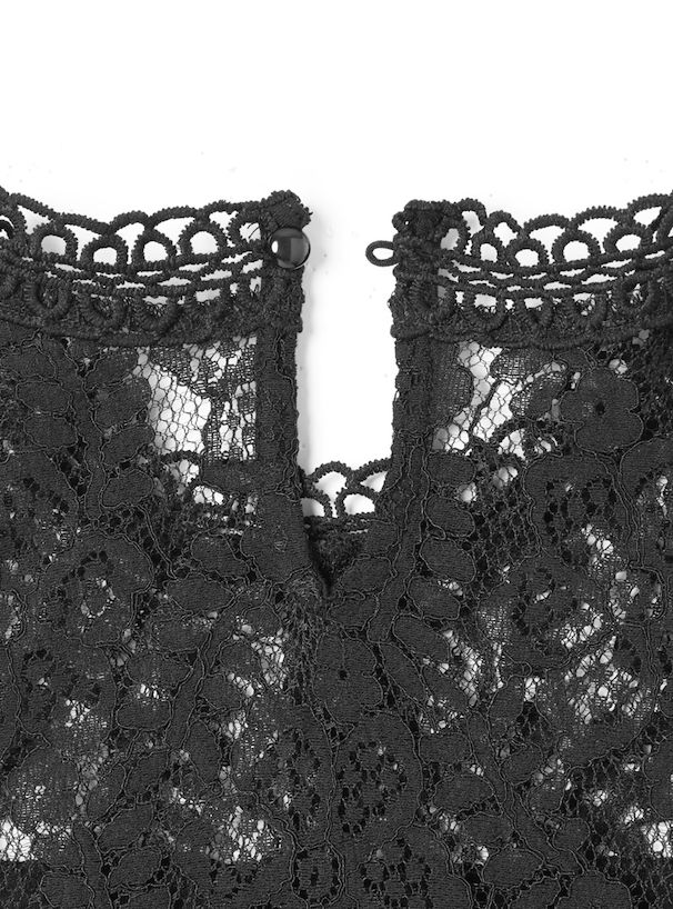 日本 GRL - 優雅鏤空蕾絲無袖上衣-時尚黑
