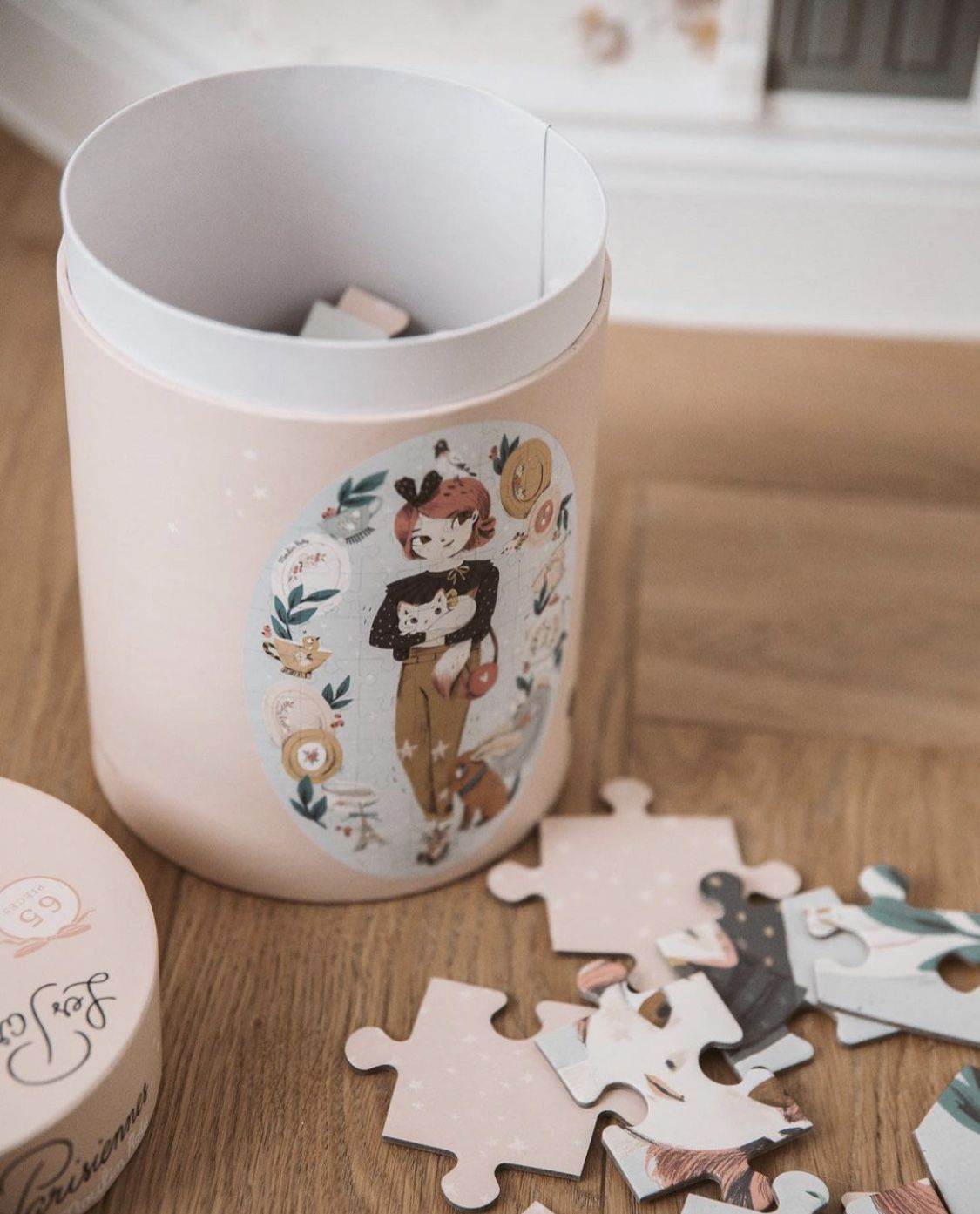 Moulin Roty - 浪漫女孩圓筒禮盒拼圖(65片)