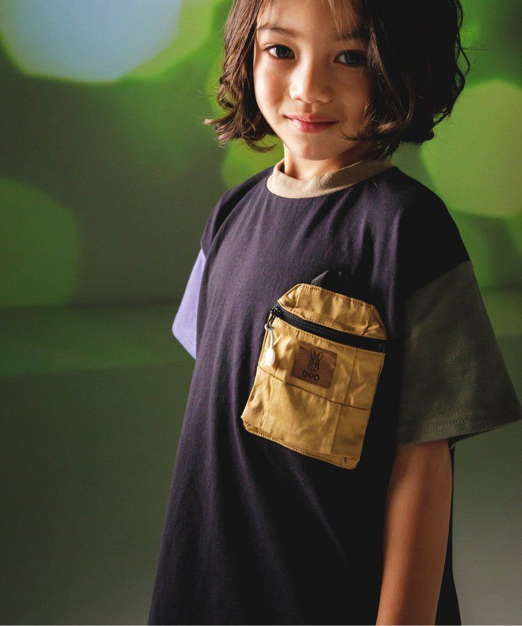 日本 BREEZE - 聯名款 夜光拉鍊大口袋短袖上衣-卡其