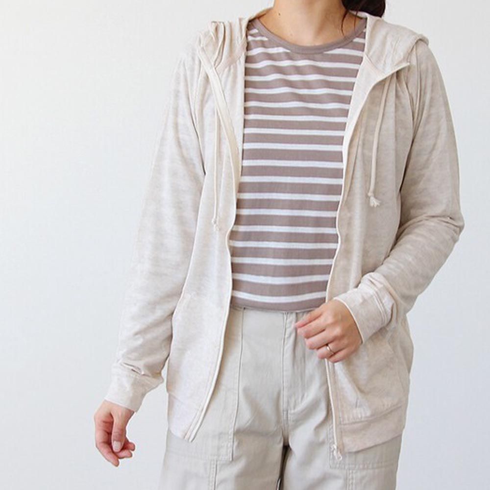 日本涼感服飾 - 抗UV連帽拉鏈防曬外套-一般長-淺卡其
