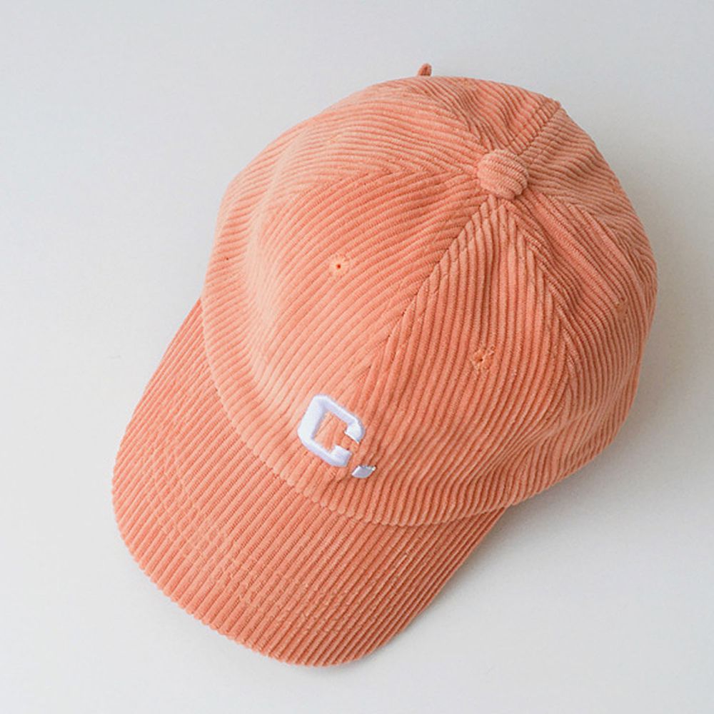 字母燈芯絨棒球帽-橘粉色 (50-52CM（建議3歲-6歲）)