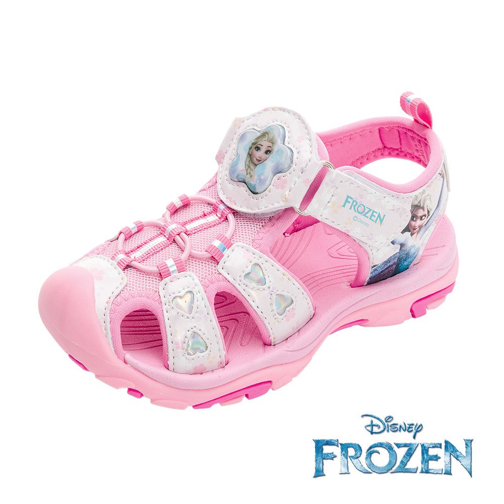 迪士尼Disney - 冰雪奇緣 童款 護趾電燈涼鞋 FOKT41573-減緩壓力鞋底-白粉-(中大童段)
