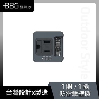 +886 [極野家] - 1開1壁插/防雷擊-迷霧灰
