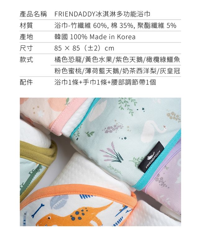 韓國 Friendaddy - 冰淇淋多功能嬰兒浴巾 - 黃色水果