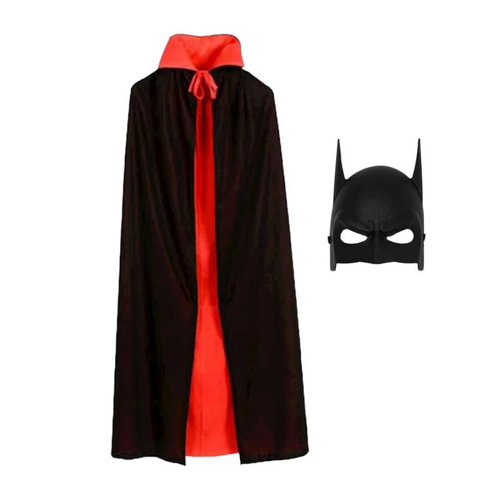 MODACore 摩達客 - 摩達客★萬聖派對變裝扮★黑色大蝙蝠造型面具+雙面立領披風二件組(140cm)★Cosplay