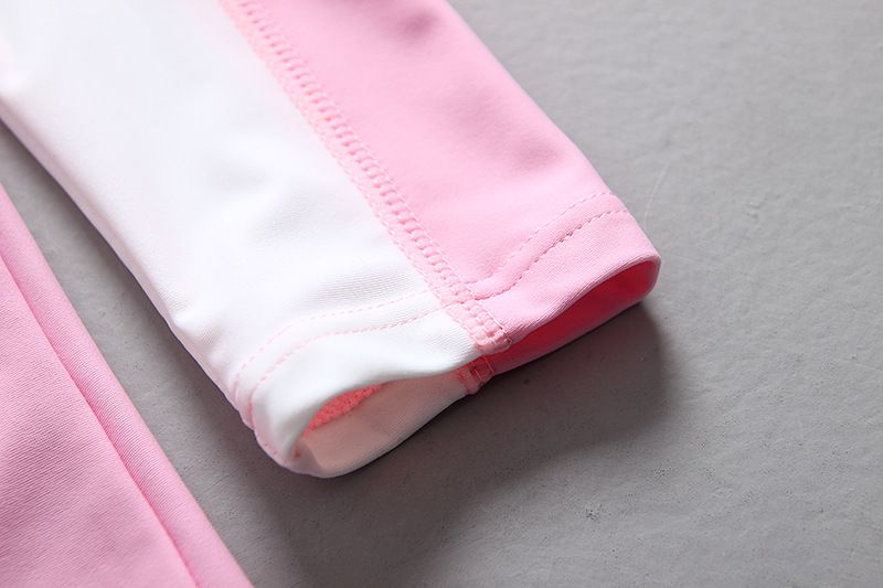 女寶長袖泳裝套裝(附帽子)-滿滿碎花-粉+綠