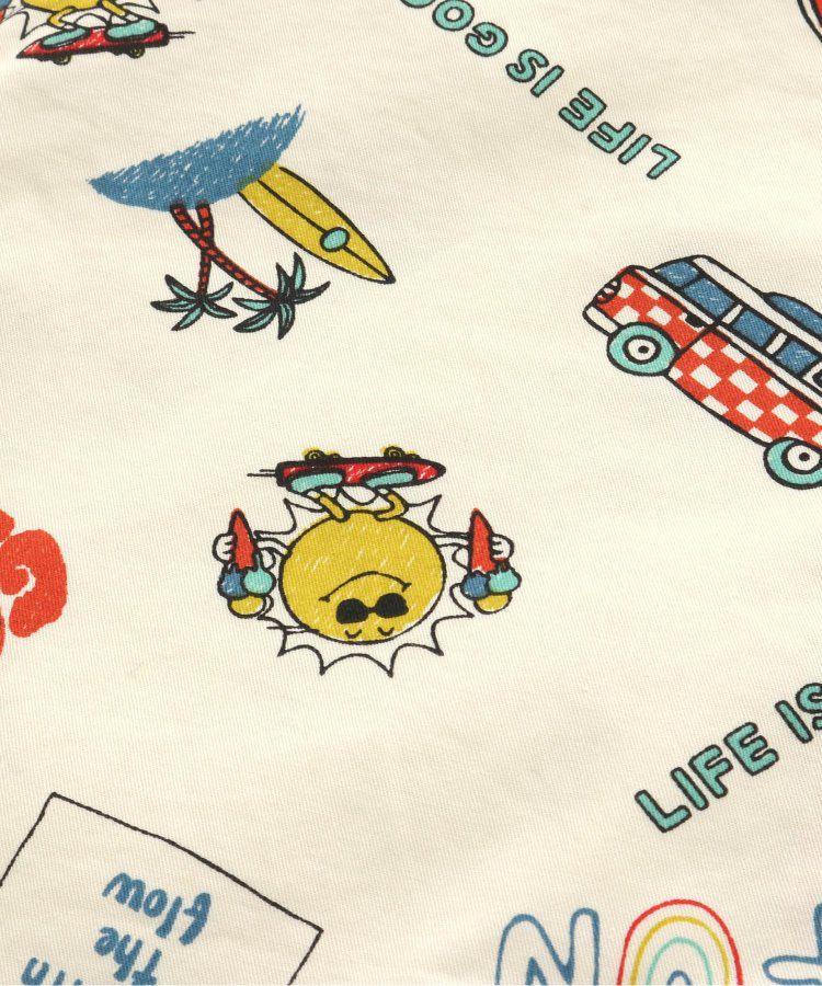 日本 BREEZE - 帥氣印花開襟短袖襯衫-丹寧藍