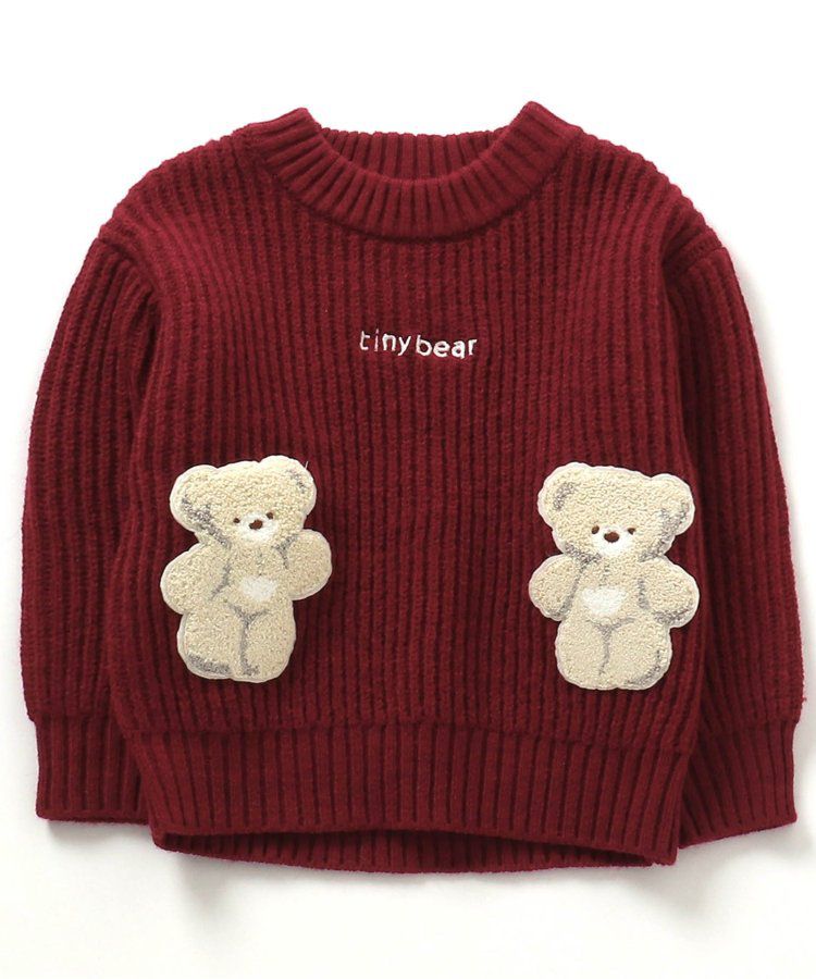 日本 apres les cours - 超萌節慶小熊可機洗毛衣-二隻熊-酒紅