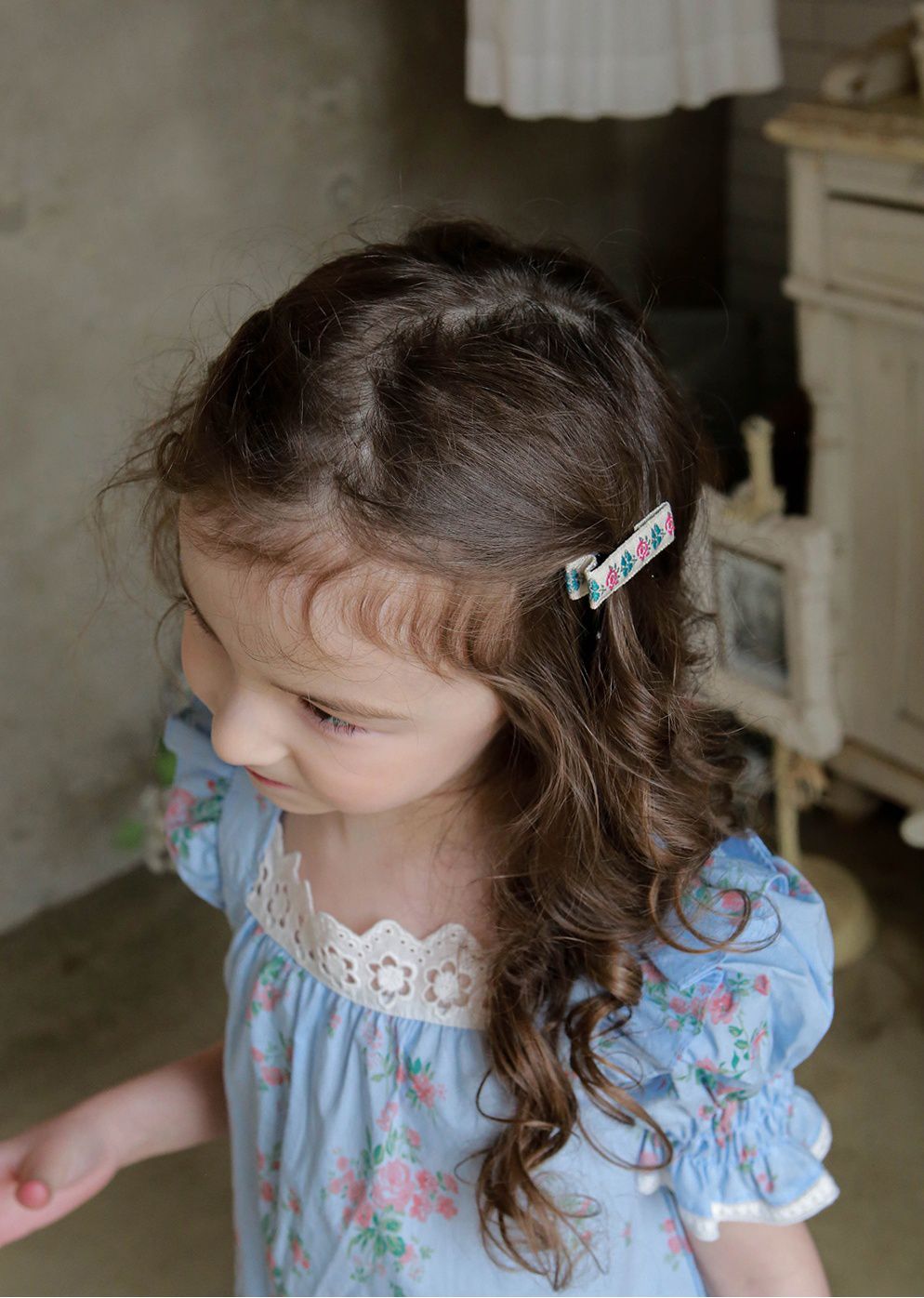 韓國 PuellaFLO - 刺繡玫瑰髮飾/髮夾3入