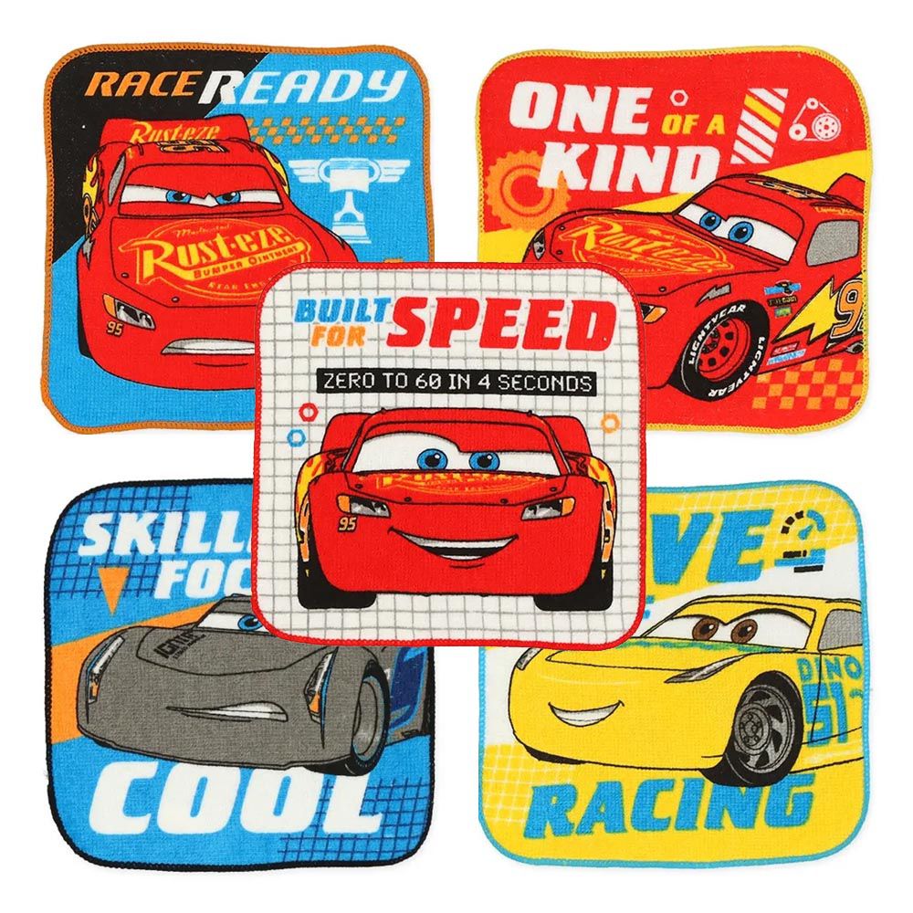 日本西松屋 - 純棉上學擦手巾/手帕(5入組)-CARS (16×16cm)