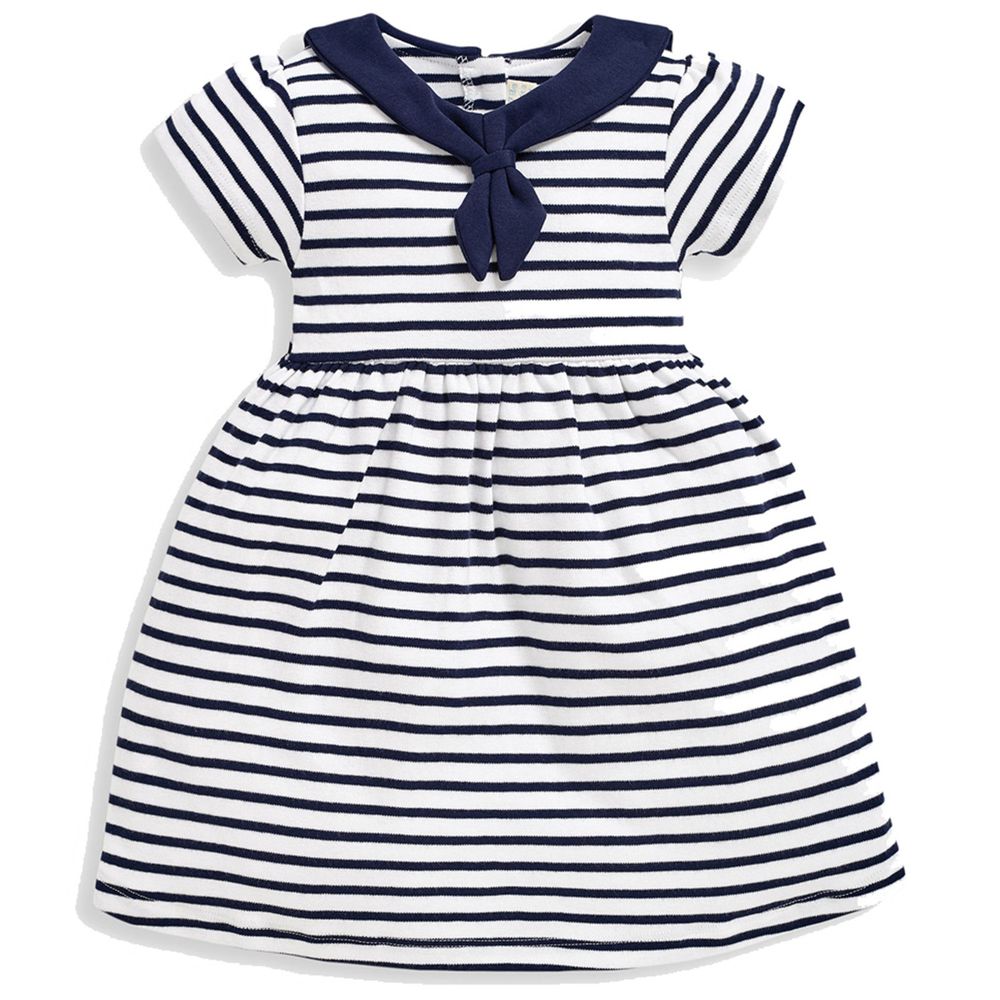 英國 JoJo Maman BeBe - 超優質嬰幼兒/兒童100％純棉短袖洋裝-海洋水手