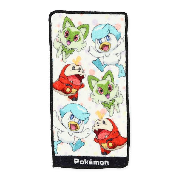 日本西松屋 - 純棉上學擦手巾/手帕(2入組)-寶可夢-黑白 (10×20cm)