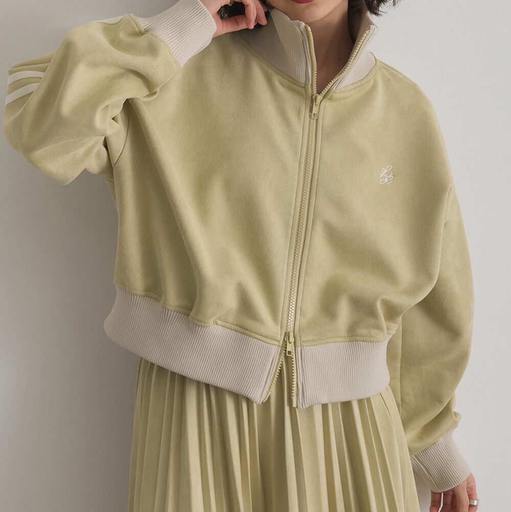 麂皮短絨休閒配色運動風夾克-煙燻黃