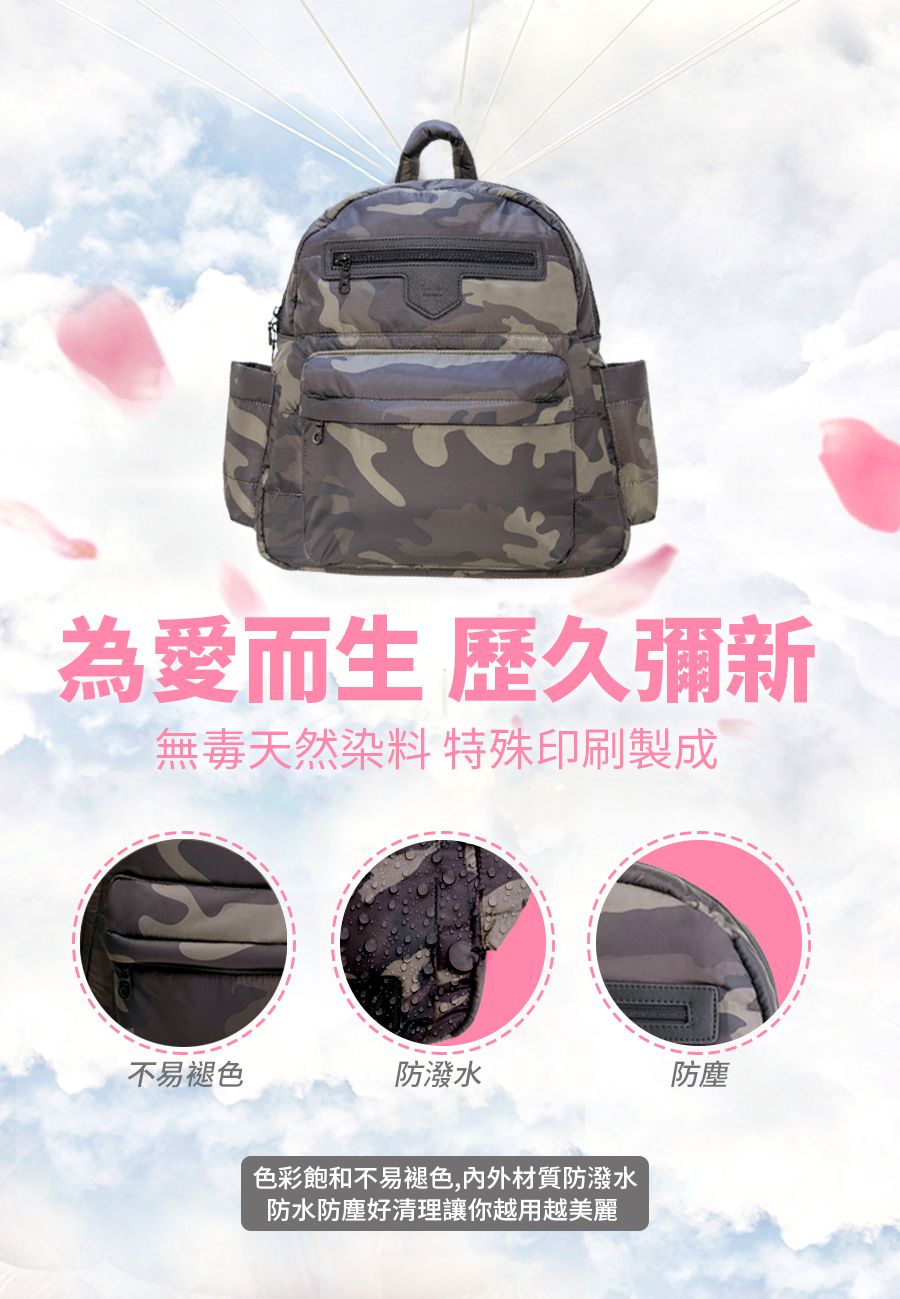 HanaBene 花花班尼 - 經典極輕量時尚多功能空氣包/媽媽包/親子包-中後背包-漾彩海軍藍 (附側雙層小側包)