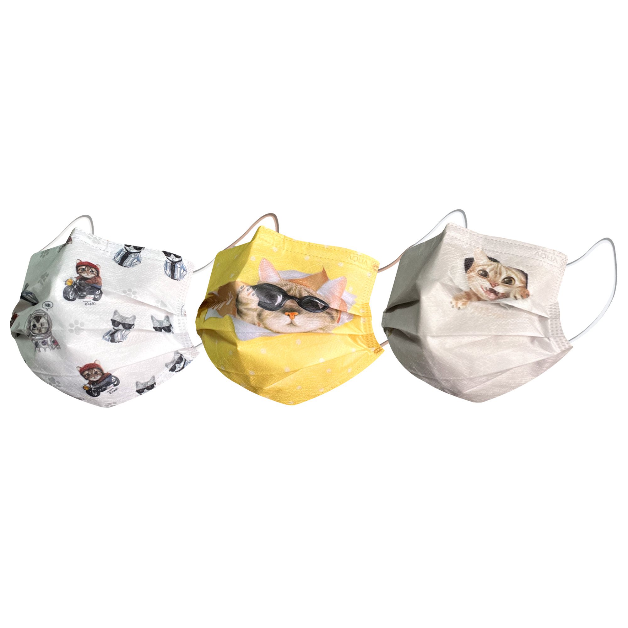MODACore 摩達客 - 水舞醫用口罩-MIT+MD雙鋼印-Meow咪人生-搖滾貓、偷看貓、破壞貓-3盒組(30入/盒)